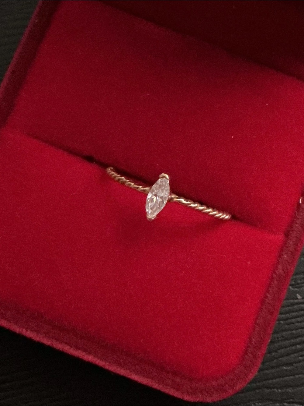 NWT 18K Solid Gold Peruvian Marquise Diamond Ring Sz 7